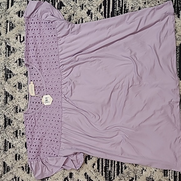 Pinkblush Lavender Eyelet Accent Maternity Top - Picture 2 of 2